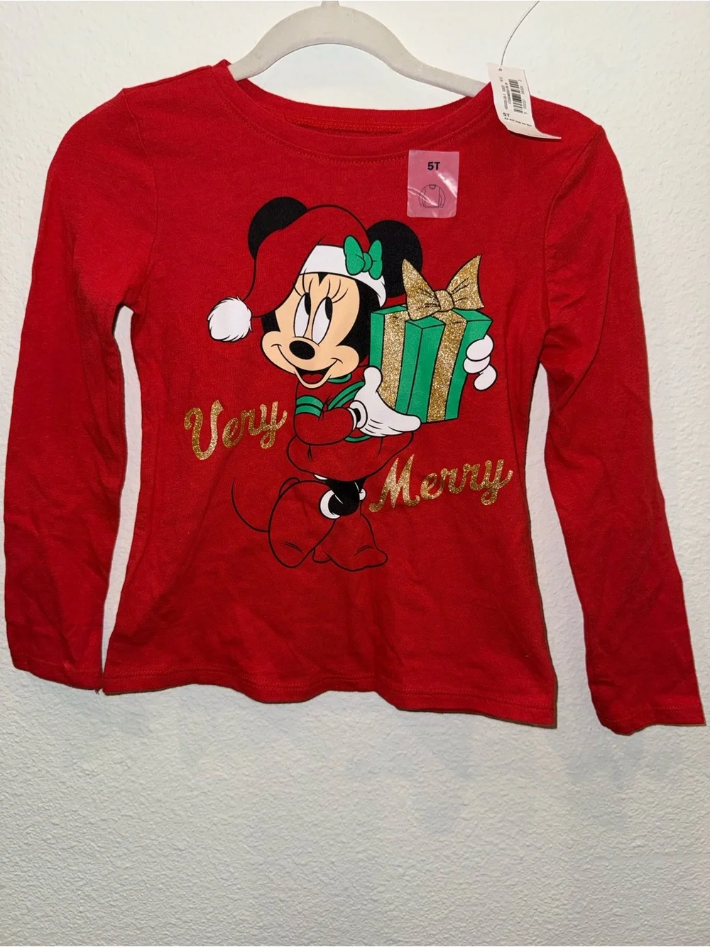 Old Navy Red Minnie Mouse Long-Sleeve Holiday Tee